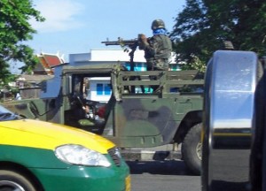 Army on the Streets Thai Army Vehicle, Bangkok Coup and Curfew Tourists Advice