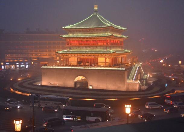 Bell Tower at Night in Xian, Top Attractions in Xian China (Shaanxi)