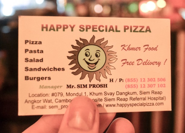 Happy Special Pizza Card, Marijuana Happy Pizzas in Siem Reap
