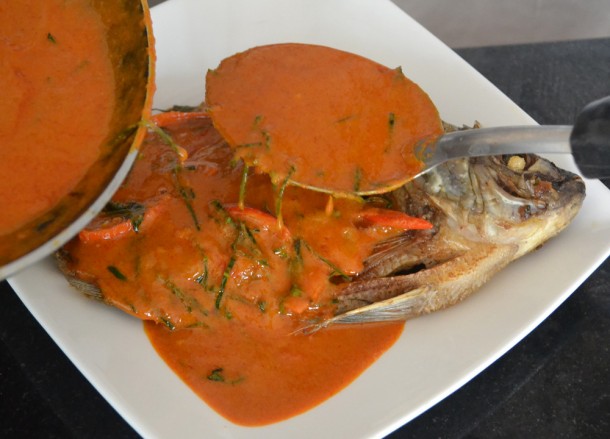 Chu Chee Pla Curry Fish, Thai fried fish, Thailand