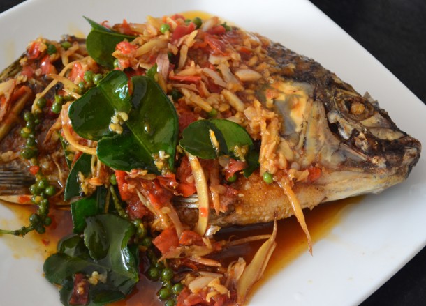 Pad Cha Pla Tod, Thai fried fish, Thailand