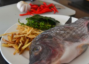 Pad Cha Pla Ingredients, Thai fried fish, Thailand