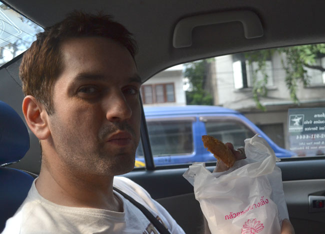 Eating Deep Fried Bananas Kuay Tod in Bangkok Traffic, Southeast Asia