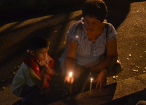 Mum Son Lighting Candles, Fathers Day Thailand, Southeast Asia