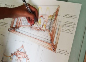 Model Interior, Contemporary Thai Temple Design, Bangkok, Southeast Asia