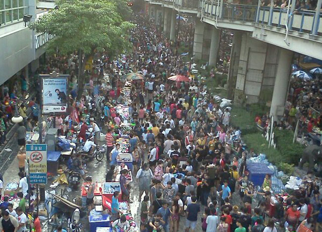 Bangkok Crowds Songkran on Khao San Road, Thai New Year Southeast Asia