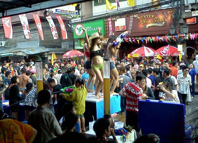 Bars, Songkran on Khao San Road Bangkok, Thai New Year Southeast Asia