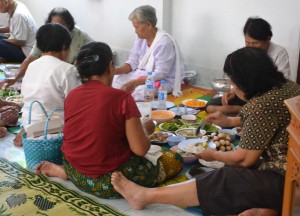 Guests Eating, Buddhist Monk Blessing Ceremony for Health, Thailand