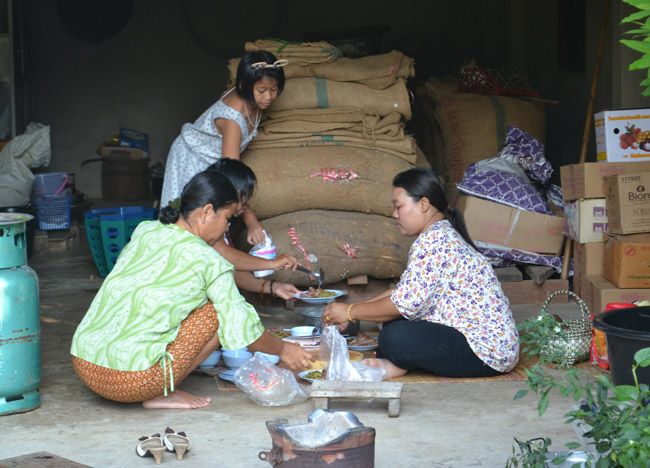 Eating Outside, Buddhist Monk Blessing Ceremony for Health Thailand