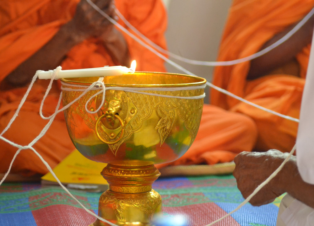 Making Holy Water, Buddhist Monk Blessing Ceremony for Health Thailand