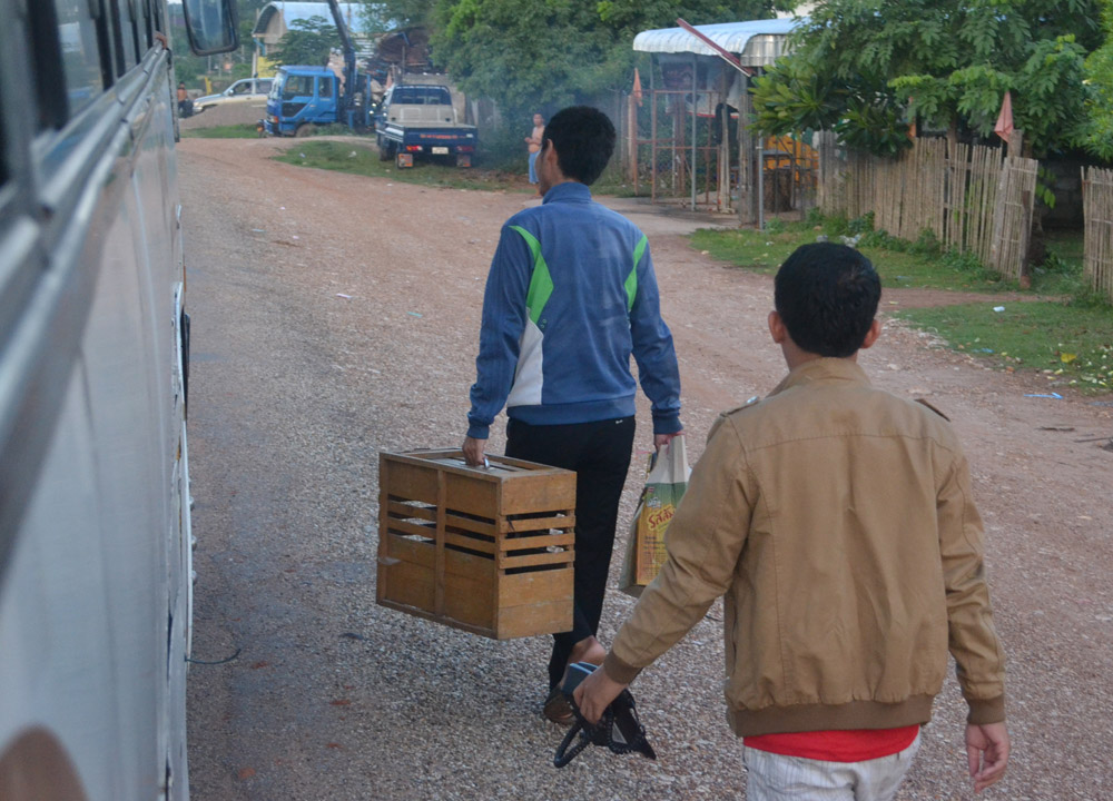 Chickens on Bus, Savannakhet to Pakse by Bus, Travel in Southern Laos