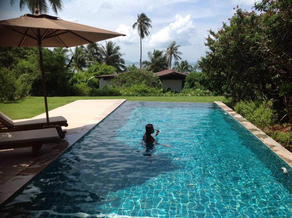 Sipping Wine in Pool Village Coconut Island Resort Phuket Hotel Review