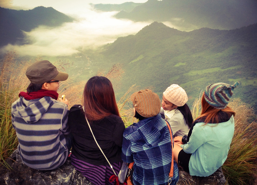 Watching Sunrise, Phu Chi Fa Mountains, Chiang rai, Thailand, Southeast Asia