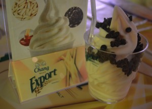 Chang Beer Ice-cream, Central World Christmas Tree. Beer Gardens. Bangkok