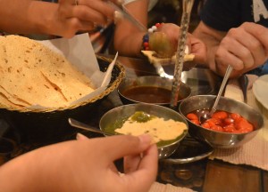 Passing Popadoms at Himali Cha Cha Passing Around Popadoms, Best Indian Restaurants in Bangkok Sukhumvit Area