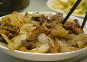 Fried Pork and Onion, Terracotta Warriors Tour in Xian China