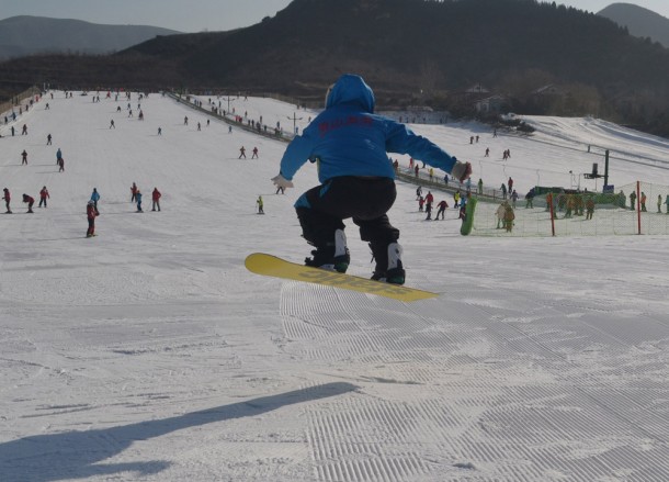 Snowboarding Beginners Slope, Nanshan Ski Resort Beijing China