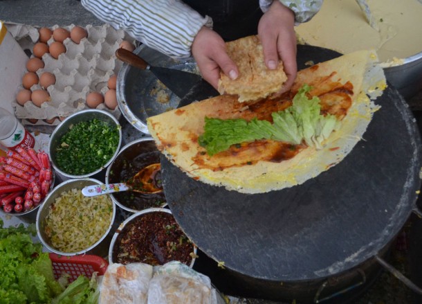 Chinese Crepe Breakfast, Top Ten Chinese Street Food in Xian China