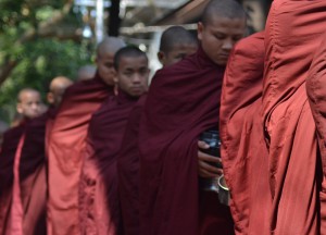 Monks Queuing at Mahagandayon Monastery, Best mandalay day tour by taxi