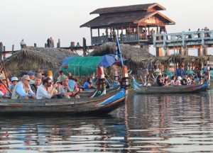 Tourists at U Bein Bridge Mandalay, Travel in Myanmar 2014, Changes in Burma