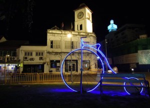 Phuket Clock Tower at Night, Phuket Old Town and Soi Romannee, Travel in Thailand