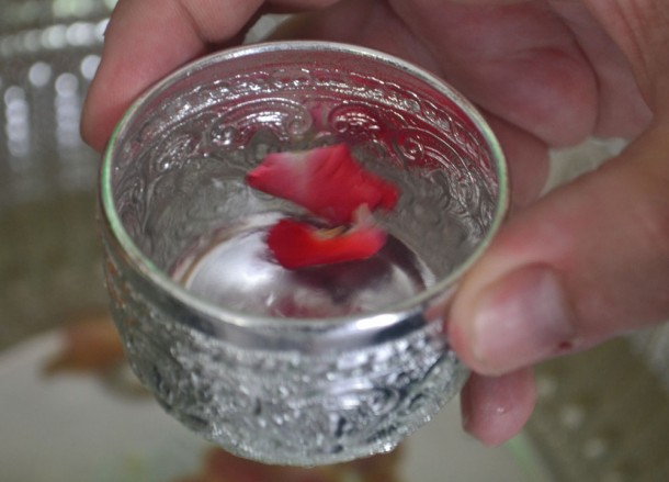 Flower Petals in Water for Songkran Temple Ceremony, Song Nam Phra