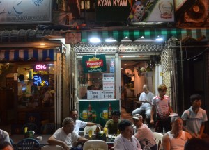 Men Drinking at Kyaw Kyaw, 19th Street Food in Yangon Chinatown