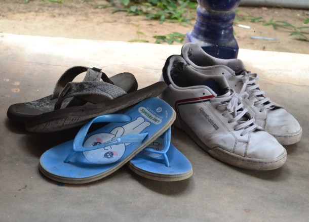 Shoes at Door, Living in Rural Thailand, Isaan North East Thailand