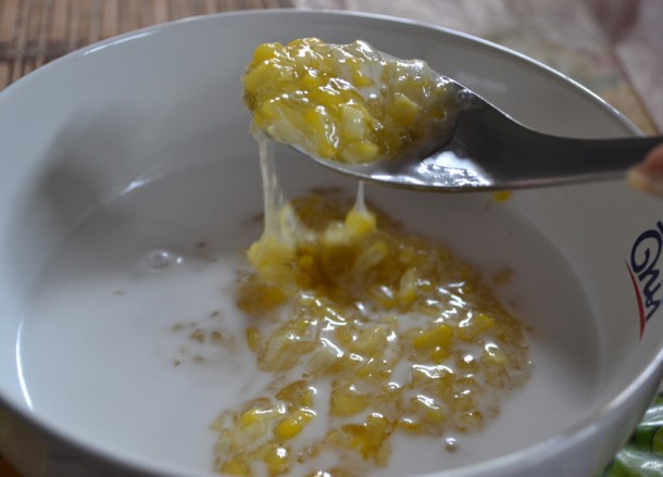 Sweet Corn Dessert, Living in Rural Thailand, Isaan North East Thailand