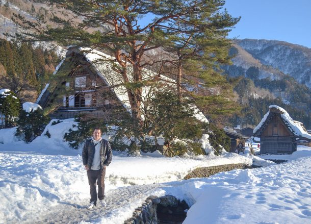 Entrance to Shirakawago, JR Japan Rail Pass Travel in Winter February Snow