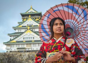 Osaka Castle, JR Japan Rail Pass Travel in Winter February Snow