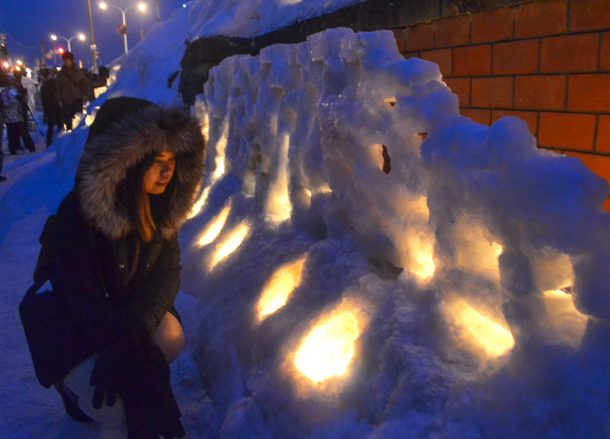 Snow Sculptures Otaru, JR Japan Rail Pass Travel in Winter February Snow
