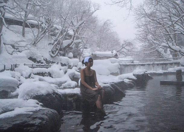 Cold Outside, Osenkaku Ryokan Takaragawa Onsen in Winter Snow