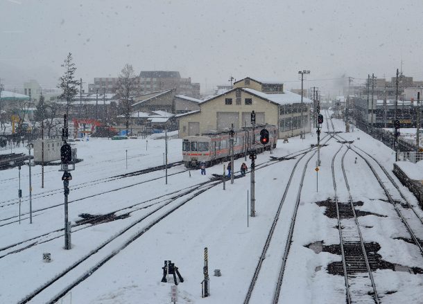 Takayama Station, JR Japan Rail Pass Travel in Winter February Snow
