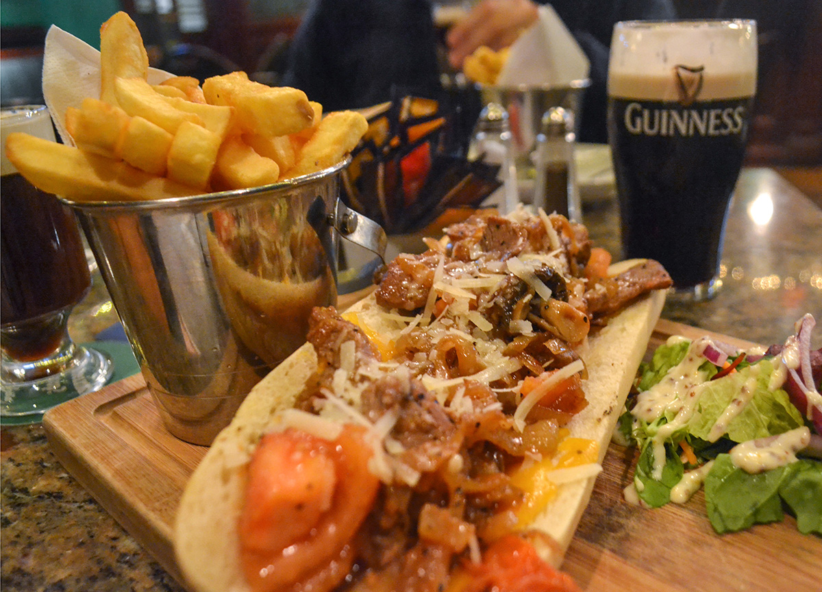 Steak Baguette, Christmas in Dublin City Centre Ireland
