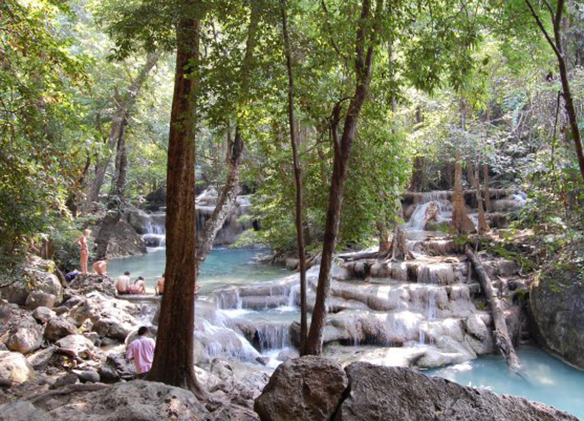 Erawan Falls, Day Trip to Kanchanaburi from Bangkok by Taxi