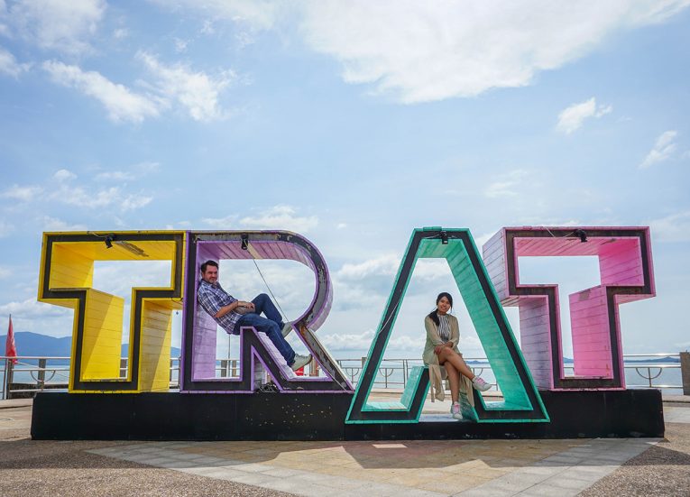Trat Sign at Laem Ngop Pier Trat East Thailand Travel in Trat Province