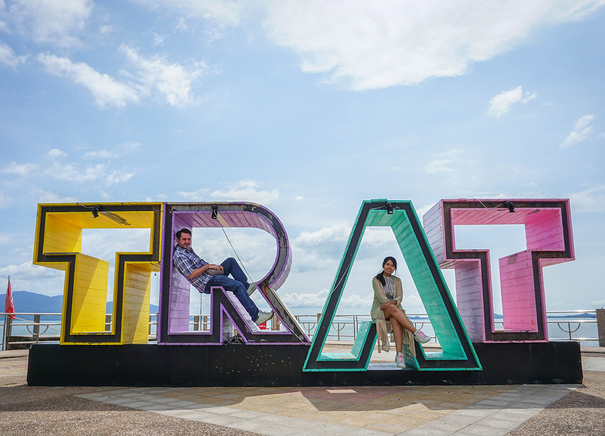 Trat Sign at Laem Ngop Pier Trat East Thailand Travel in Trat Province