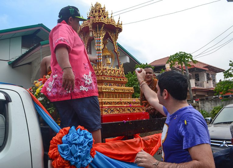 Revered Buddha Statue from Bangkok Procession Songkran New Year Festival in Thailand