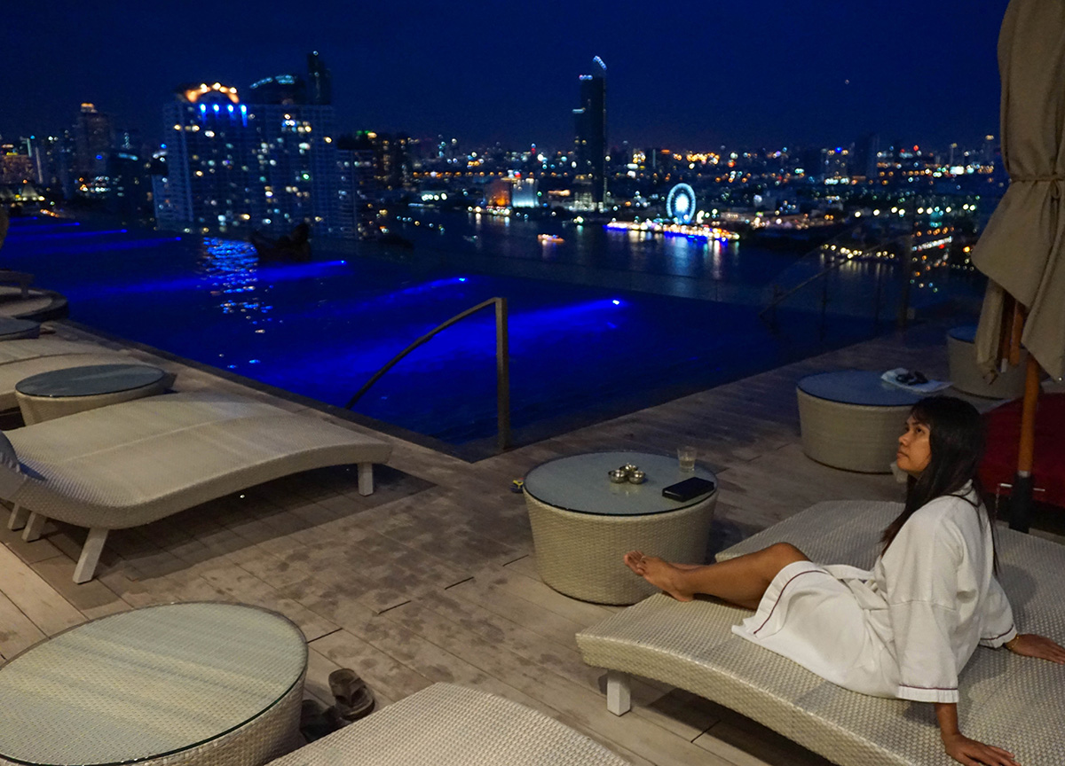 Swimming Pool at Night, Avani Riverside Hotel, Chao Phraya River, Bangkok