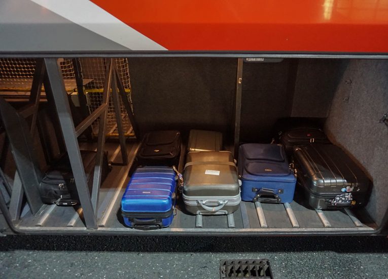 Bus Undercarriage Storage. No Durian Allowed. Travel with Durian