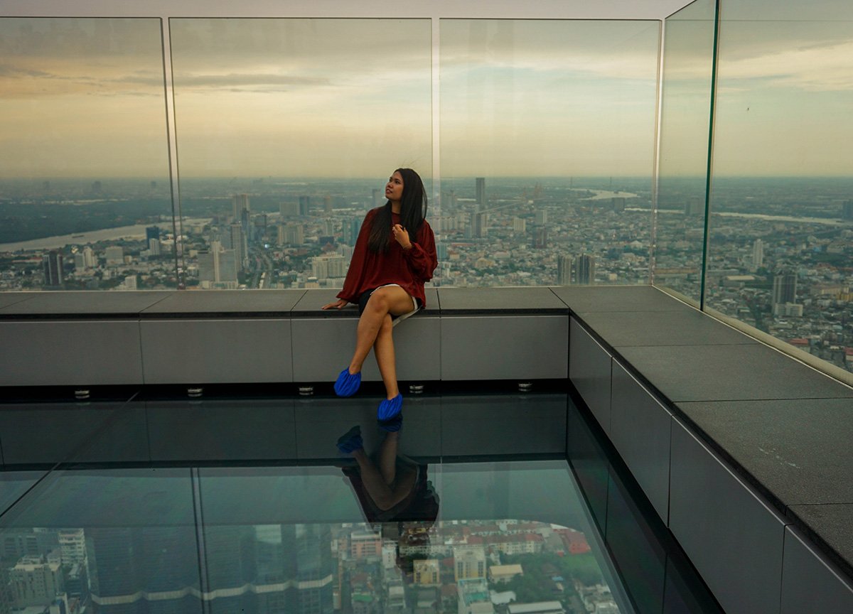 Views from Mahanakhon Skywalk Tallest Building in Bangkok Thailand