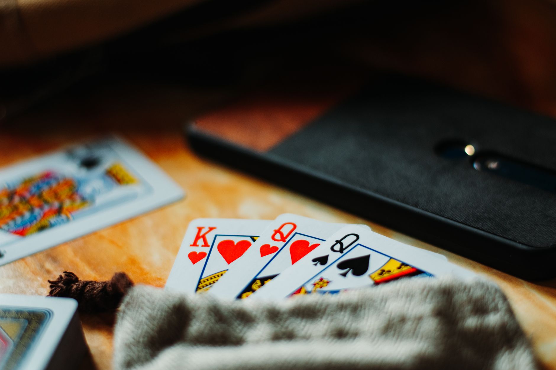 macro photography of playing cards